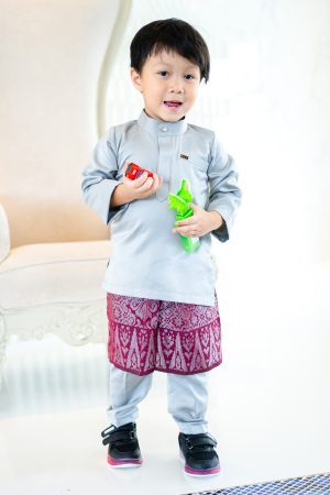 Baju Melayu Isa Slim Fit Kids - Pewter Grey