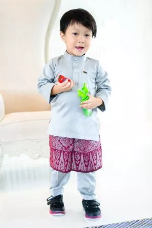 Baju Melayu Isa Slim Fit Kids - Pewter Grey