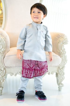 Baju Melayu Isa Slim Fit Kids - Pewter Grey