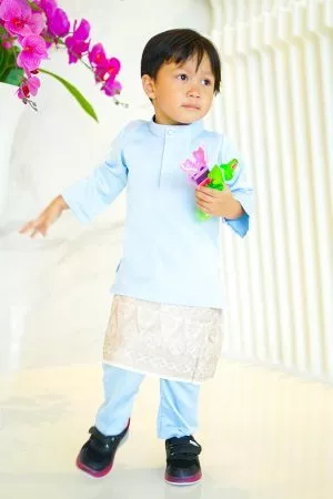 Baju Melayu Isa Slim Fit Kids - Sky Blue