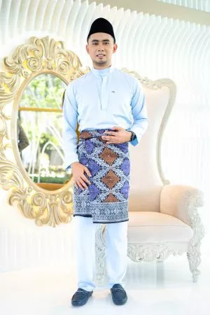 Baju Melayu Isa Slim Fit - Sky Blue