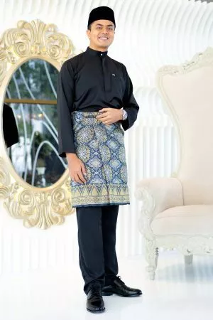 Baju Melayu Isa Slim Fit - Matte Black