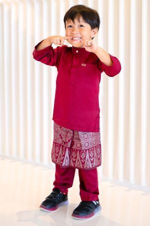 Baju Melayu Isa Slim Fit Kids - Maroon