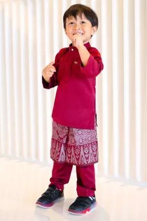 Baju Melayu Isa Slim Fit Kids - Maroon