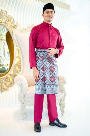 Baju Melayu Isa Slim Fit - Maroon