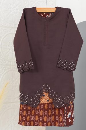 Baju Kebarung Lasercut Azeera Kids - Wood Brown