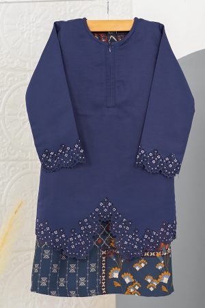 Baju Kebarung Lasercut Azeera Kids - Midnight Blue