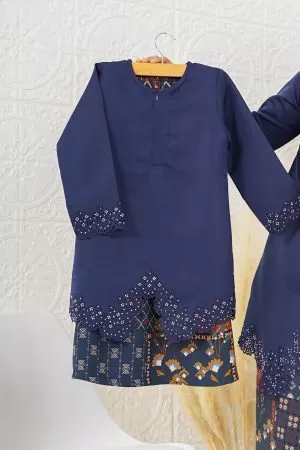 Baju Kebarung Lasercut Azeera Kids - Midnight Blue