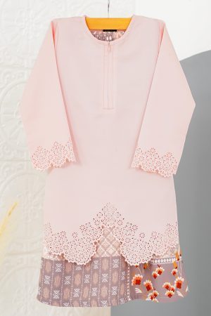 Baju Kebarung Lasercut Azeera Kids - Peach Greyish