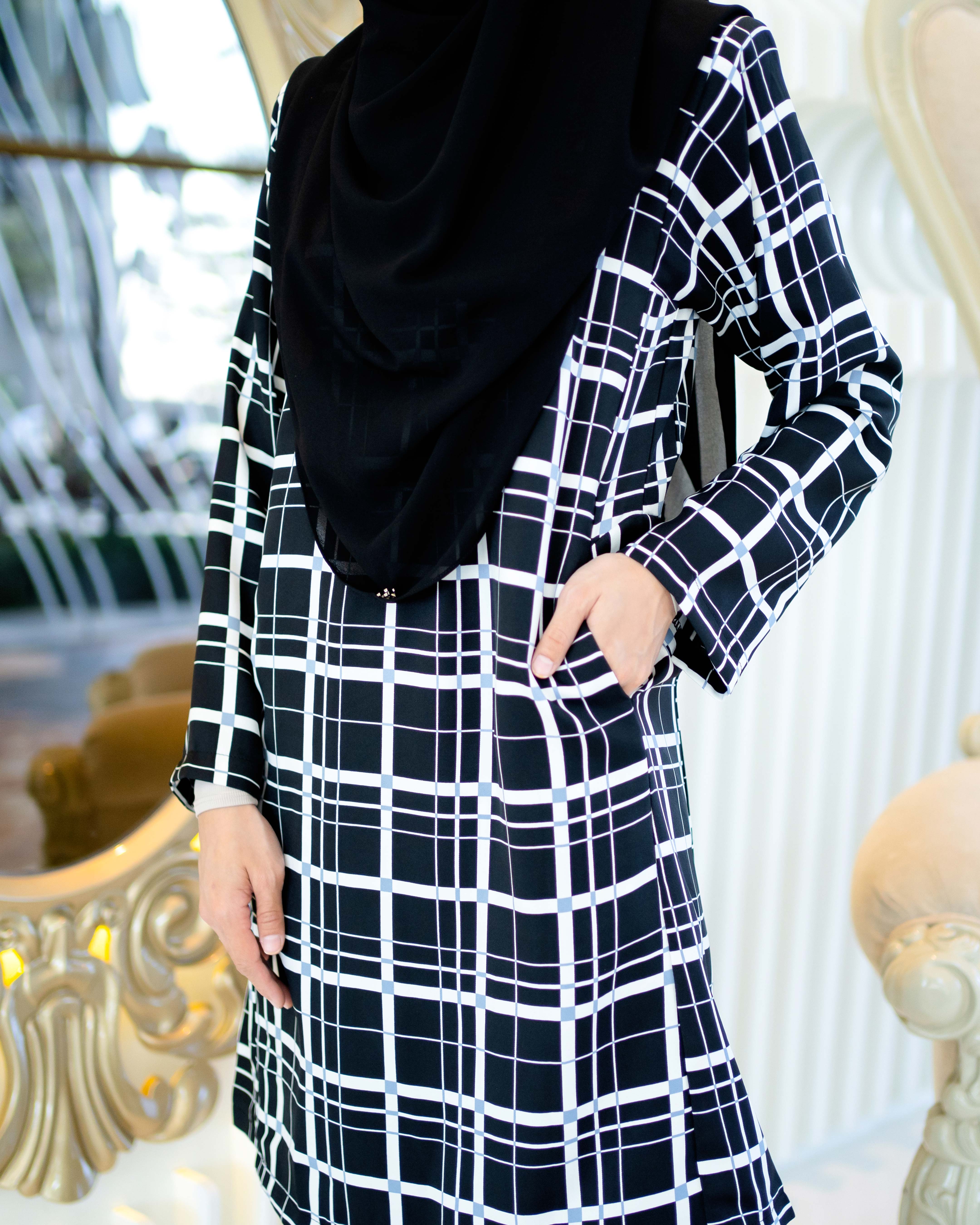 Baju Kurung Pahang Aliza – Jade Black – MuslimahClothing.Com