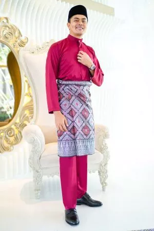Baju Melayu Isa Slim Fit - Maroon