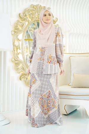 Baju Kurung Anenia - Peach Greyish