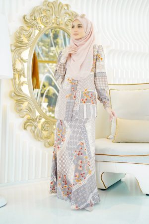 Baju Kurung Anenia - Peach Greyish