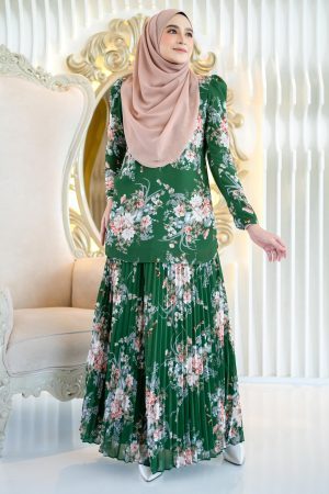 Baju Kurung Pleated Amelie - Grass Green