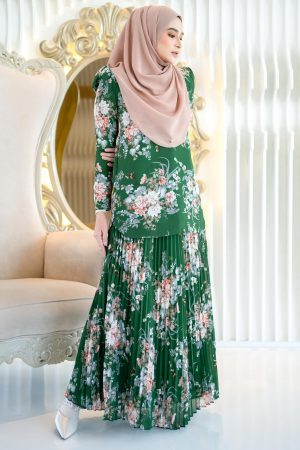 Baju Kurung Pleated Amelie - Grass Green