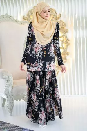 Baju Kurung Pleated Amelie - Inky Black