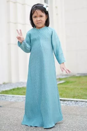 Abaya Pleated Ulyana Kids - Turquoise