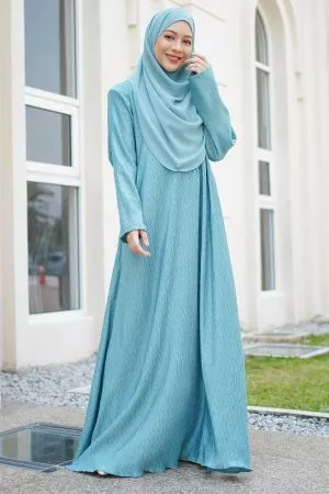 Abaya Pleated Ulyana - Turquoise