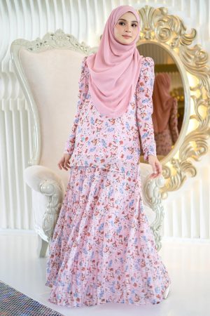 Baju Kurung Pleated Adena - Candy Pink