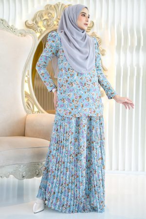 Baju Kurung Pleated Adena - Cotton Blue