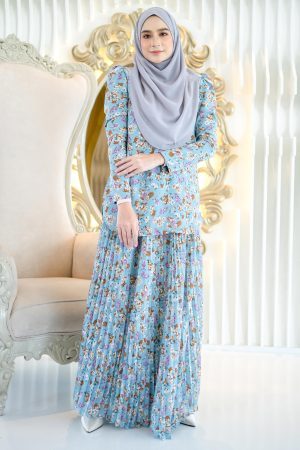 Baju Kurung Pleated Adena - Cotton Blue