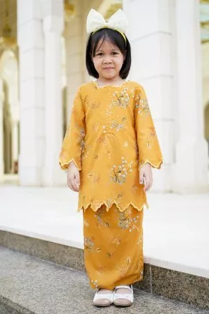 Baju Kurung Sulam Lahita Kids Laluna X MCC - Gold Mustard