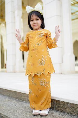 Baju Kurung Sulam Lahita Kids Laluna X MCC - Gold Mustard