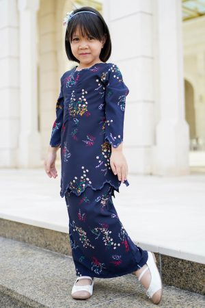 Baju Kurung Sulam Lahita Kids Laluna X MCC - Navy Blue