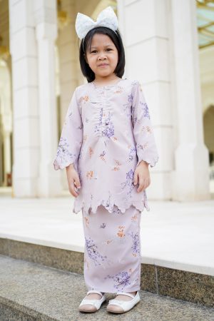 Baju Kurung Sulam Lahita Kids Laluna X MCC - Periwinkle Purple