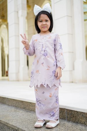 Baju Kurung Sulam Lahita Kids Laluna X MCC - Periwinkle Purple