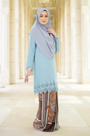 Baju Kurung Pahang Lasercut Udyana - Sky Blue