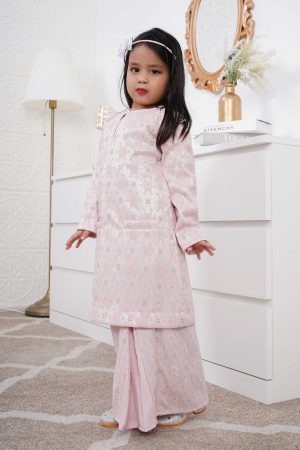 Baju Kurung Kedah Lace Gyny Kids - Candy Pink