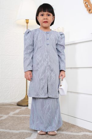 Baju Kurung Moden Asyifa Kids - Dolphin Grey