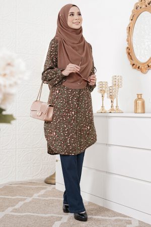 Blouse Nazuha - Moss Leopard