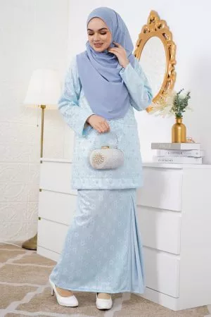 Baju Kurung Kedah Lace Gyny - Sky Blue