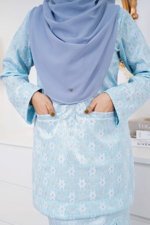 Baju Kurung Kedah Lace Gyny - Sky Blue