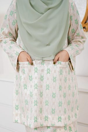 Baju Kurung Kedah Lace Gyny - Soft Green