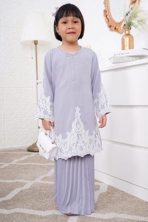 Baju Kurung Pleated Azyan Kids - Iris Dust