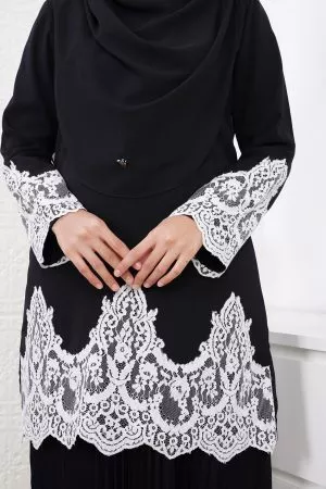 Baju Kurung Pleated Azyan - Deep Black