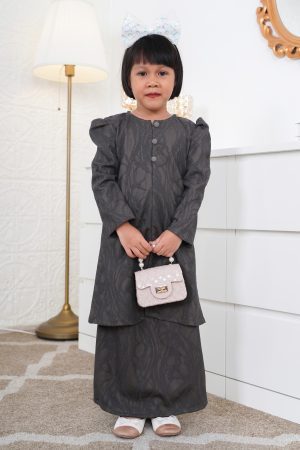Baju Kurung Moden Asyifa Kids - Charcoal Grey