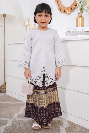 Baju Kebarung Batik Lasercut Alia Kids - Light Drizzle