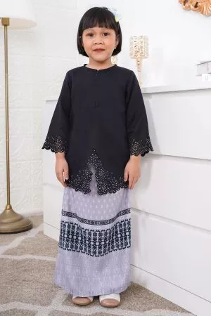 Baju Kebarung Batik Lasercut Alia Kids - Tricon Black