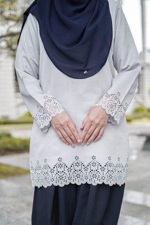 Blouse Lasercut Allena - Light  Grey