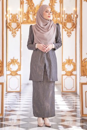 Baju Kurung Moden Asyifa - Charcoal Grey