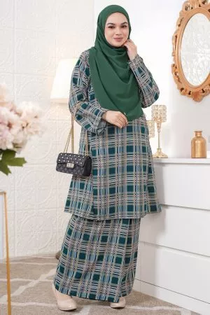 Baju Kurung Pahang Nirsela - Checkered Green