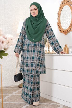 Baju Kurung Pahang Nirsela - Checkered Green