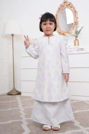 Baju Kurung Riau Lace Adiona Kids - Pastel Blue