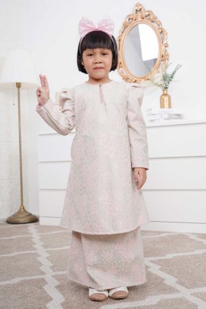 Baju Kurung Riau Lace Adiona Kids - Pistachio Cream