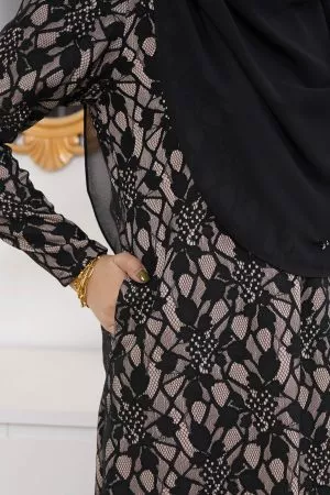 Baju Kurung Riau Lace Adiona - Black Beige