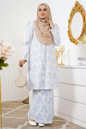 Baju Kurung Riau Lace Adiona - Pastel Blue